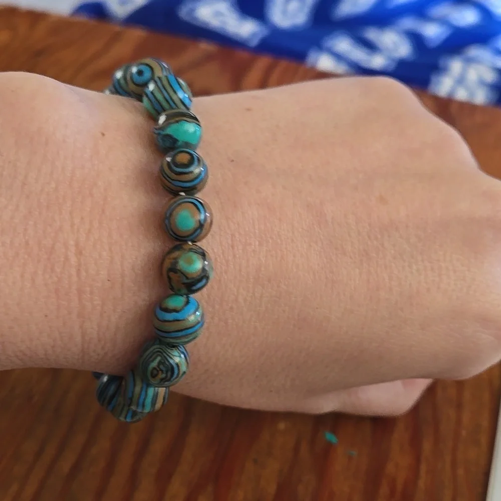 Bracelet blue green tiger eye 8mm N125 - Picture 3 of 4